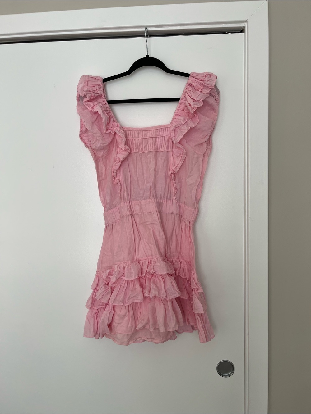 Loveshackfancy Pink Ruffled Tiered Mini Dress